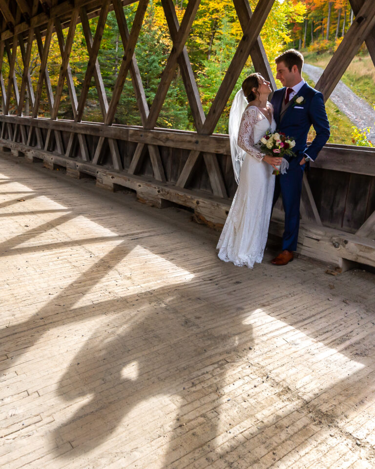 Stratton Mountain Club Covered Bridge Fall Intimate Wedding Linday Raymondjack