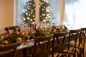 a tablescape for an intimate wedding dinner