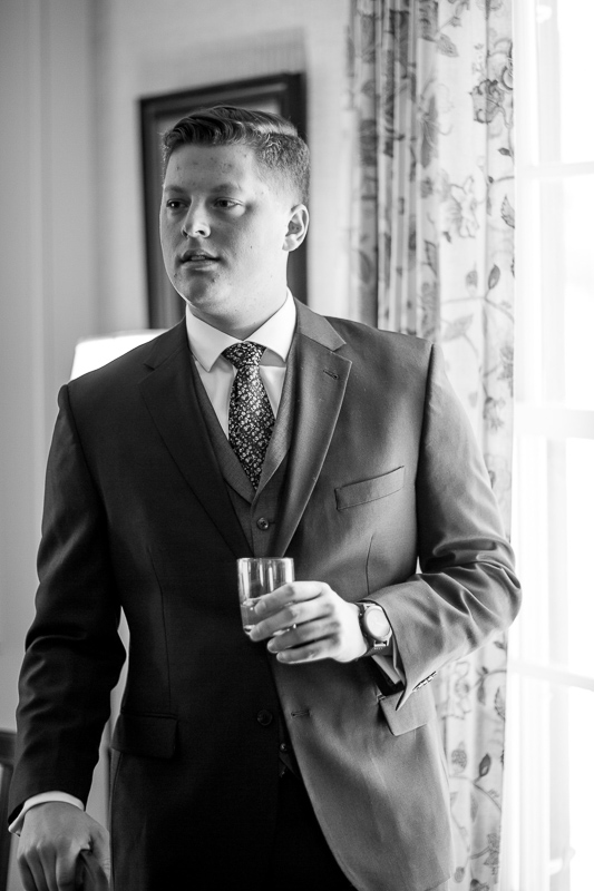 Groom with whiskey at the Grafton Inn