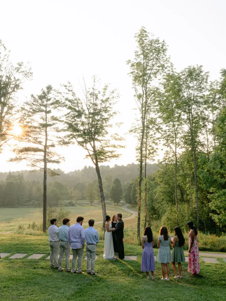 Wedding vows in the backyard at sunset