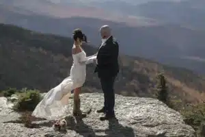 Romantic adventure elopement Wedding on top of Mount Mansfield Vermont