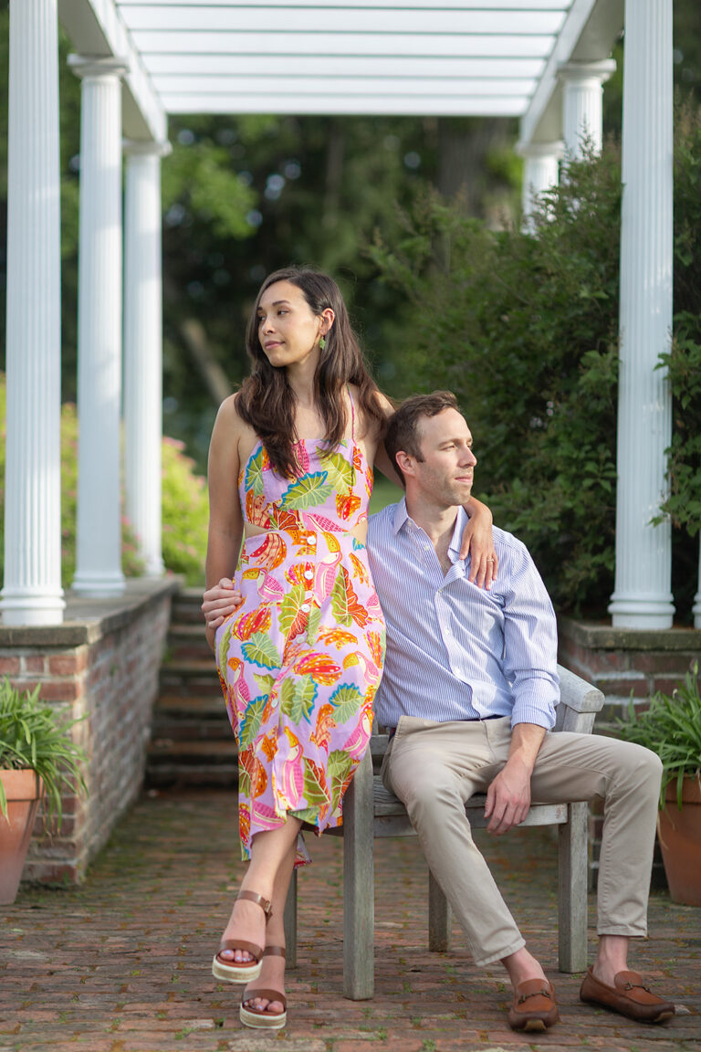 Engagement Portrait in Shelburne Farms formal garden