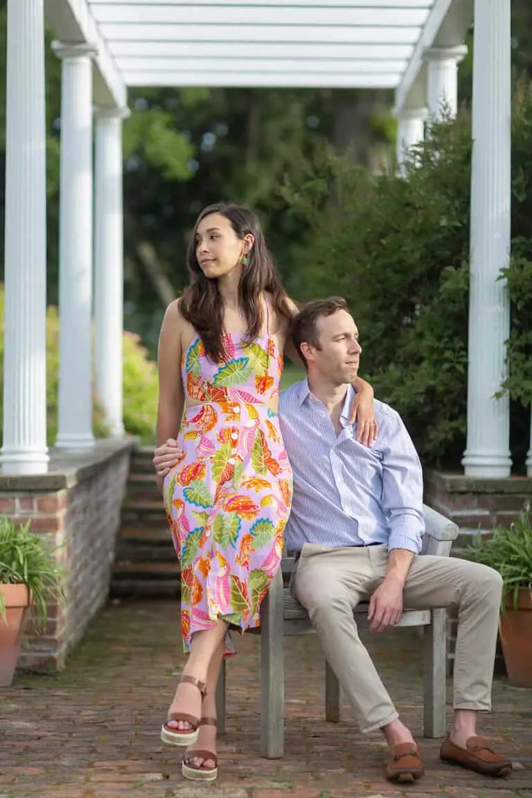 Engagement Portrait in Shelburne Farms formal garden