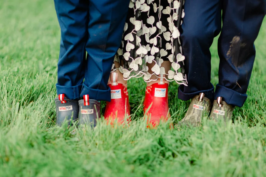 Hunter Rain boots at a muddy Vermont wedding