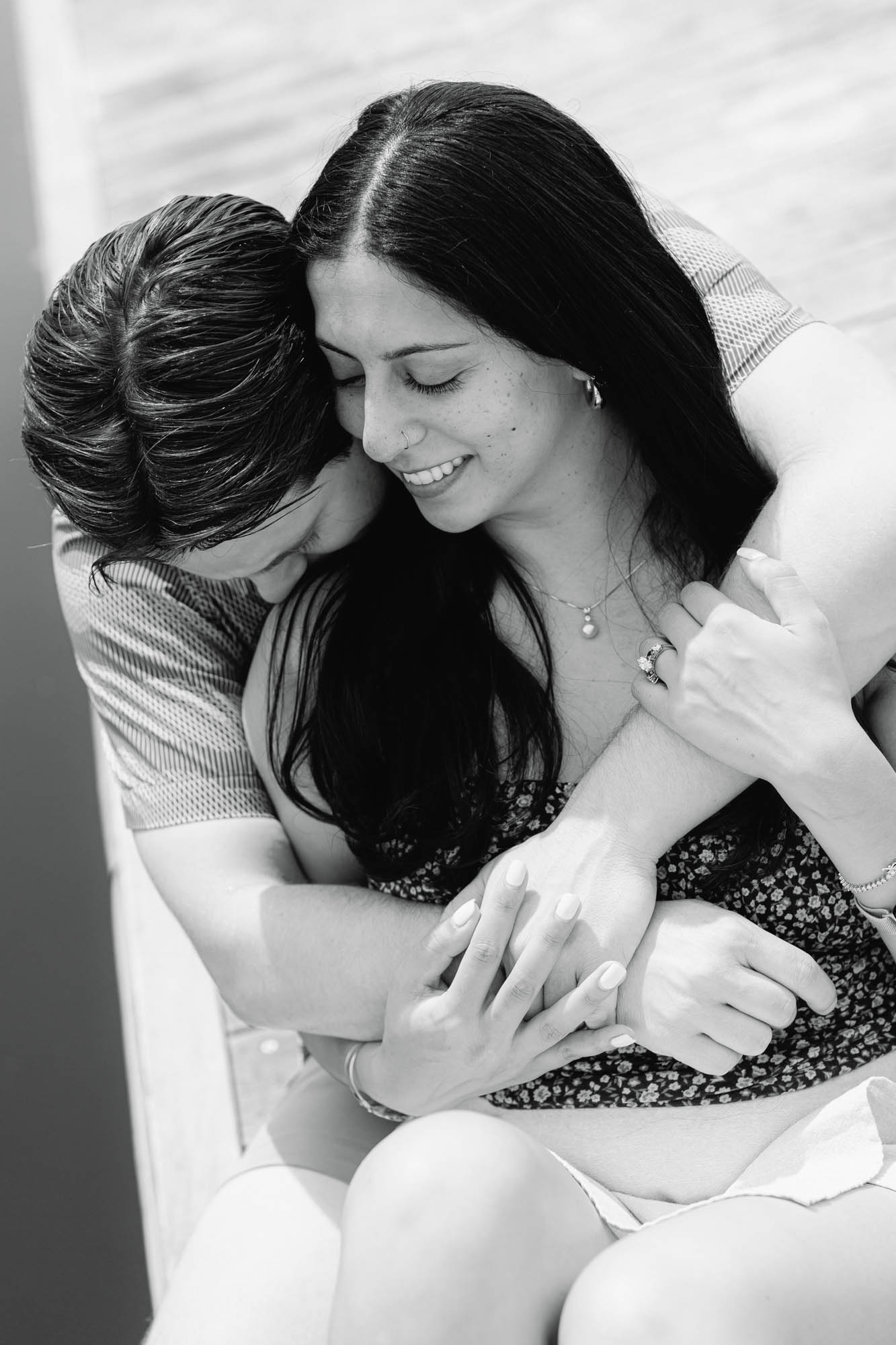 A couple embraces