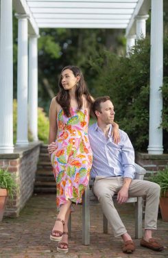 Engagement Portrait in Shelburne Farms formal garden