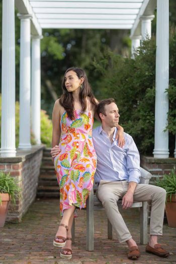 Engagement Portrait in Shelburne Farms formal garden